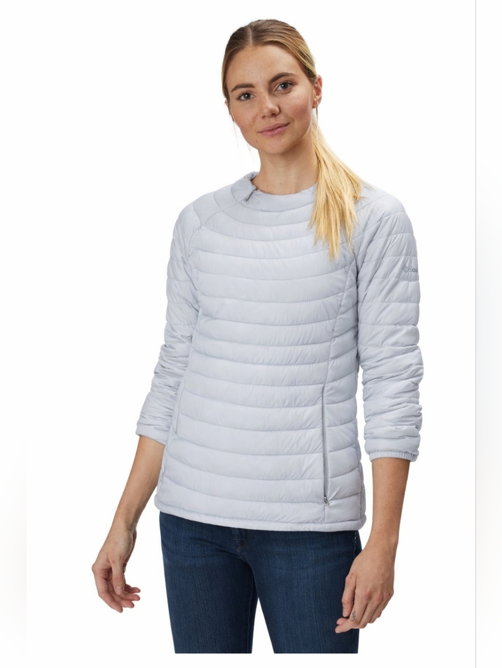 Columbia Powder Pass Pullover Insulated Jacket Quilted XL Water-resistant Gray